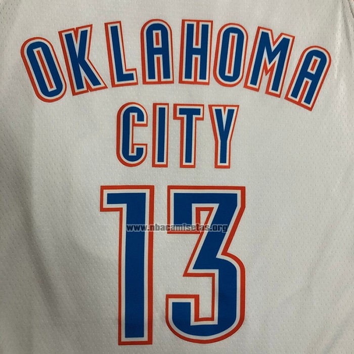 Camiseta Oklahoma City Thunder Paul George NO 13 Association Blanco